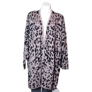 Catherines Black and Cream Animal Print Cardigan